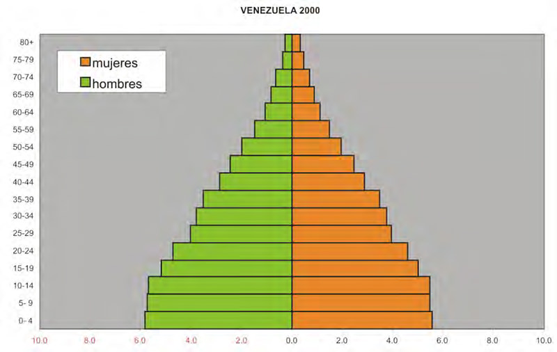 Gráfico Nº 3: Representación de la Estructura de la Edad de la Población en la América Latina y el Caribe.
Países de Envejecimiento Moderado.