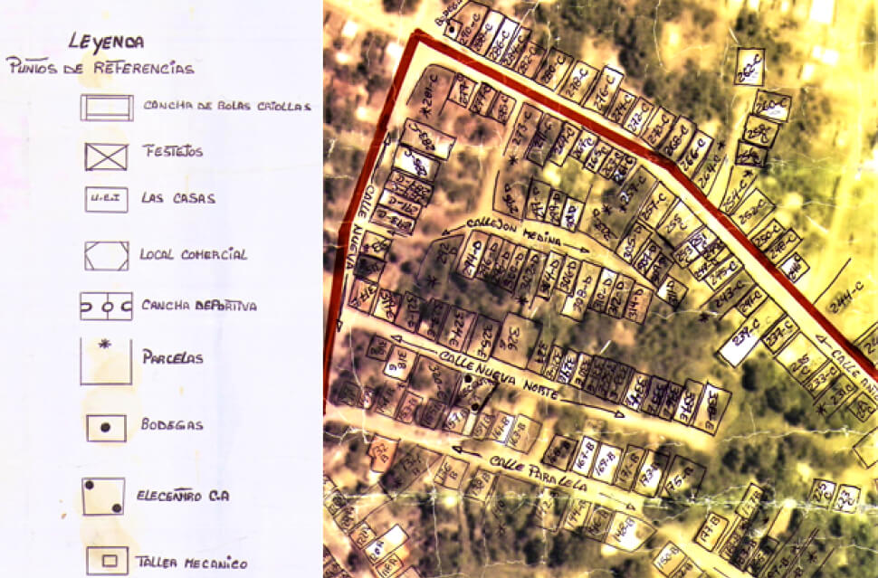 Figura 2. Georreferencia aplicada al Control de la LVC: Mapa sectorización en comunidad de la Guardia. Modificado por la comunidad