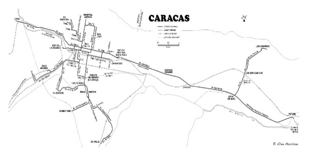 Figura 44 Plano de los tranvías de Caracas. F/ A. Morrison.
