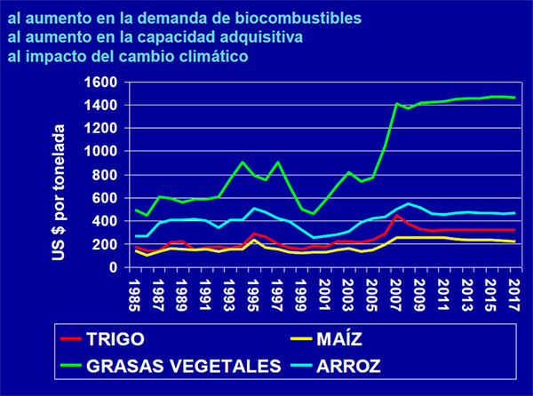 Figura 3. El precio de los alimentos permanecerán altos durante la próxima década...