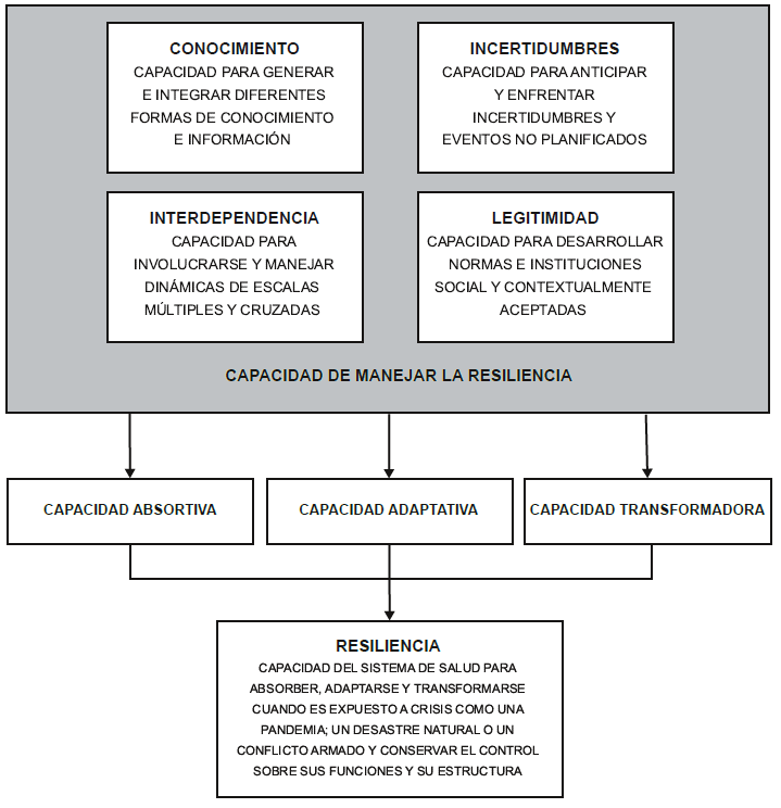 Figura 4. Niveles de la resiliencia de un sistema. Fuente: Modificado de Blanchet et al. 2017.
